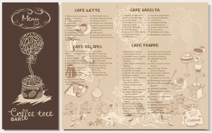 doodle coffee restaurant menu template crca18fd407 size11.45mb - title:قالب منوی کافی تریا و رستوران - اورچین فایل - format:EPS - وکتور - sku:crca18fd407 - keywords: p_id:39492