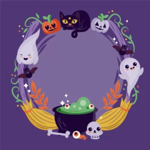 drawn halloween frame with cats ghosts - title:Home - اورچین فایل - format: - sku: - keywords: p_id:18