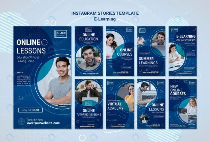 e learning concept instagram stories template crcfef7ae5f size68.74mb 1 - title:استوری اینستاگرام مناسب تدریس آنلاین - اورچین فایل - format:PSD - فتوشاپ - sku:crcfef7ae5f - keywords: p_id:47136