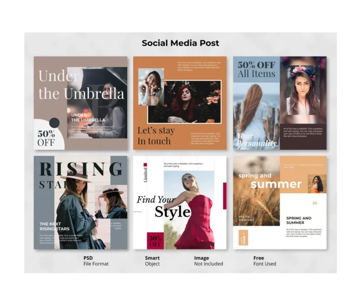 editable fashion square social post banner template - title:دانلود قالب لایه باز پست اینستاگرامی زیبا با طراحی مینیمال - اورچین فایل - format:PSD - فتوشاپ - sku:4333 - keywords: p_id:29954