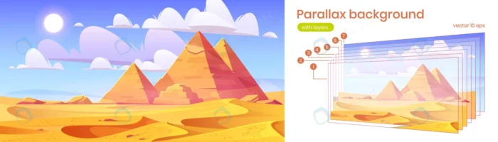 egypt pyramids parallax background 2d desert land crcdc979d0a size3.64mb - title:وکتور پارالاکس اهرام ثلاثه مصر - اورچین فایل - format:EPS - وکتور - sku:crcdc979d0a - keywords: p_id:53819
