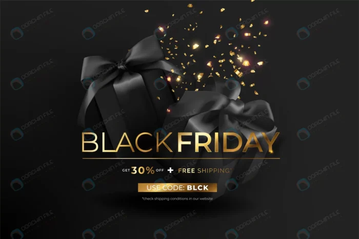 elegant black friday banner with presents confett crc80b1442c size8mb 1 - title:جمعه سیاه با جعبه کادو - اورچین فایل - format:EPS - وکتور - sku:crc80b1442c - keywords: p_id:44281