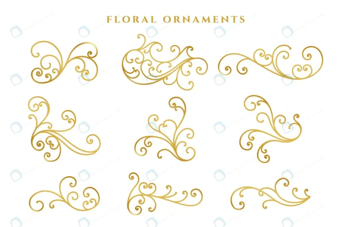elegant golden floral decoration big set crc41759b69 size1.45mb - title:مجموعه گل و بوته تزئینی طلایی - اورچین فایل - format:EPS - وکتور - sku:crc41759b69 - keywords: p_id:84969