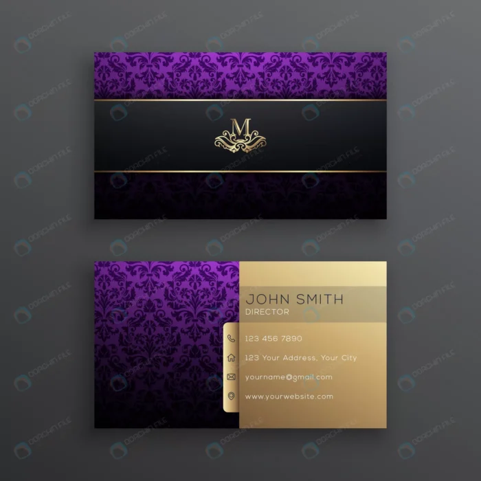 elegant purple business card template with floral crc6b86becd size5.44mb - title:قالب کارت ویزیت به رنگ بنفش - اورچین فایل - format:EPS - وکتور - sku:crc6b86becd - keywords: p_id:80263