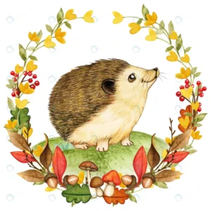 elegant watercolor hedgehog fall woodland wreath rnd346 frp9451654 - title:Home - اورچین فایل - format: - sku: - keywords: p_id:18