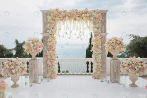 elegant wedding arch with fresh flowers vases ocea rnd626 frp8408569 - title:Home - اورچین فایل - format: - sku: - keywords: p_id:18