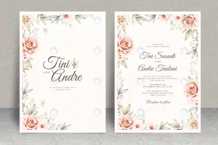 elegant wedding invitation card theme with floral crc19e9b955 size46.37mb - title:کارت دعوت عروسی با حاشیه گل رز - اورچین فایل - format:EPS - وکتور - sku:crc19e9b955 - keywords: p_id:89641