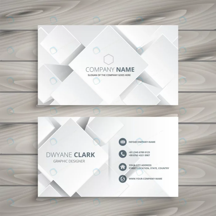 elegant white business card with 3d shapes crc1920c146 size5.43mb - title:وکتور کارت ویزیت با اشکال هندسی 3بعدی - اورچین فایل - format:EPS - وکتور - sku:crc1920c146 - keywords: p_id:56928