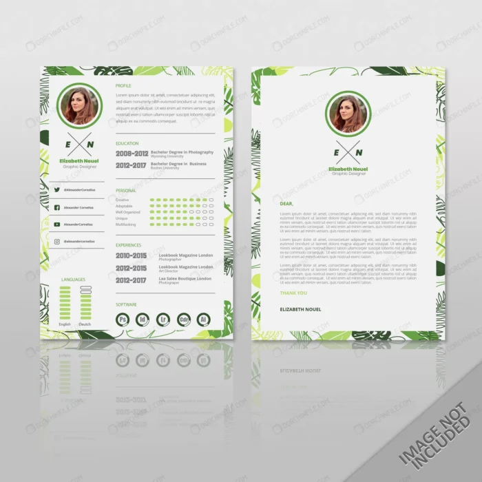 elizabeth resume green clean crc568fdab8 size2.33mb - title:تمپلیت رزومه کاری - اورچین فایل - format:EPS - وکتور - sku:crc568fdab8 - keywords:تمپلیت رزومه کاری p_id:101695