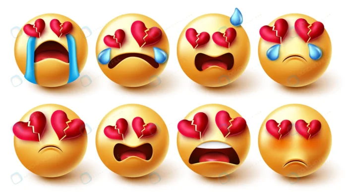 emojis broken hearted vector set emoji characters crca5772a54 size9.28mb - title:مجموعه ایموجی های 3 بعدی دل شکسته - اورچین فایل - format:EPS - وکتور - sku:crca5772a54 - keywords: p_id:59783