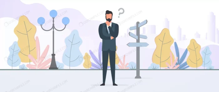 entrepreneur chooses path businessman is thinking crc194ace8b size2.54mb - title:مرد در حال تصمیم گیری برای انتخاب مسیر - اورچین فایل - format:EPS - وکتور - sku:crc194ace8b - keywords: p_id:91867