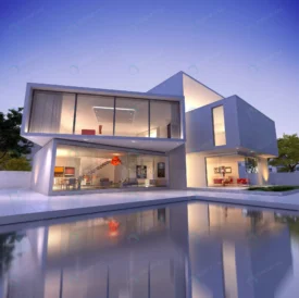 external view contemporary house with pool dusk crc3be478f5 size6.28mb 4000x3980 - title:Home Main - اورچین فایل - format: - sku: - keywords: p_id:18