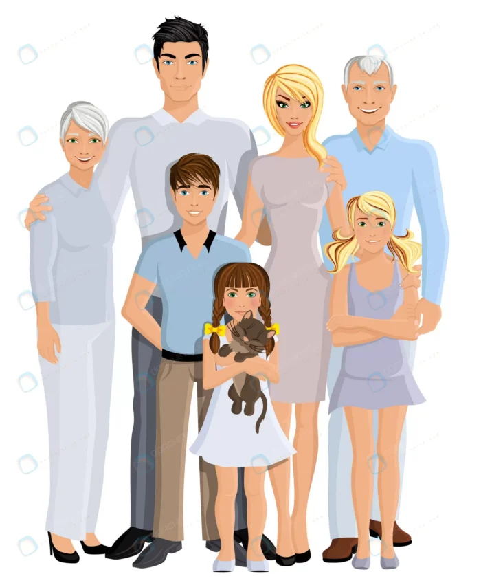 family generation portrait crccbb8a822 size2.71mb 1 - title:وکتور خانواده ی 7 نفره - اورچین فایل - format:EPS - وکتور - sku:crccbb8a822 - keywords: p_id:52174