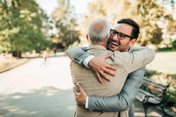 family reunion father son hugging outdoors crc8077c52d size12.5mb 6016x4016 1 - title:استوک در آغوش گرفتن پدر - اورچین فایل - format:JPG - استوک - sku:crc8077c52d - keywords: p_id:45458