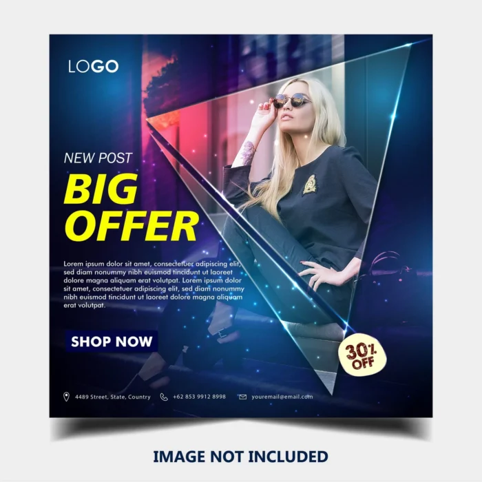 fashion instagram banner post template 5 - title:دانلود وکتور پست اینستاگرامی فشن با طراحی جذاب اشکال مثلثی ویژه تخفیف محصول - اورچین فایل - format:EPS - وکتور - sku:4799 - keywords: p_id:30432