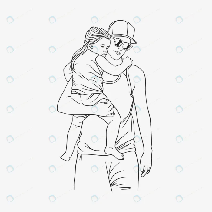 father hugging his son fathers day line art style crce2151460 size541.84kb 1 1 - title:طرح وکتور تبریک روز پدر - اورچین فایل - format:EPS - وکتور - sku:crce2151460 - keywords: p_id:43318