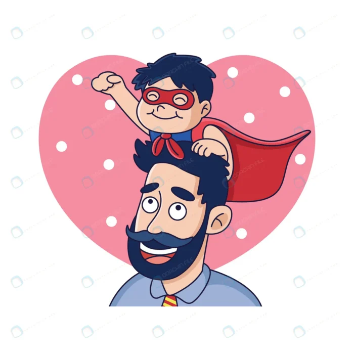 father son cartoon illustration crc89954892 size659.92kb - title:دانلود طرح کارتونی روز پدر با فرمت وکتور - اورچین فایل - format:EPS - وکتور - sku:crc89954892 - keywords: p_id:33562