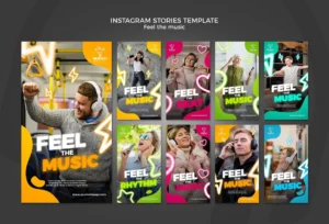 feel the music concept instagram stories template - title:Home - اورچین فایل - format: - sku: - keywords: p_id:18