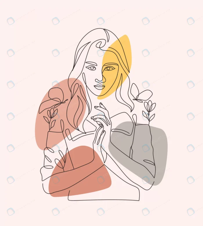 female body line art vector pastel flower girly i crc3a465714 size2.60mb - title:وکتور تصویر خطی پرتره خانم با موهای بلند - اورچین فایل - format:EPS - وکتور - sku:crc3a465714 - keywords: p_id:76877