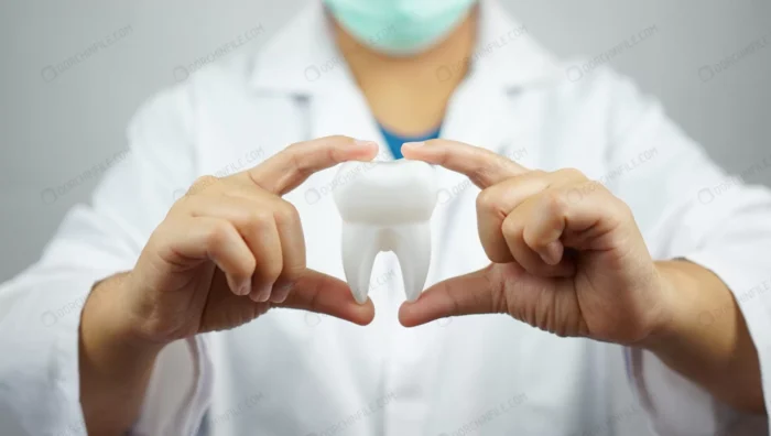 female dentist holding tooth model crc7949ce95 - title:مدل دندان در دست دندانپزشک - اورچین فایل - format:JPG - استوک - sku:crc7949ce95 - keywords: p_id:92003
