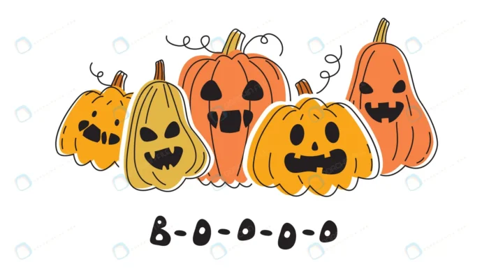 few orange pumpkins are laughing scaring halloween rnd503 frp29923413 - title:مجموعه وکتور کارتونی کدو تنبل - اورچین فایل - format:EPS - وکتور - sku:frp29923413 - keywords: p_id:67968