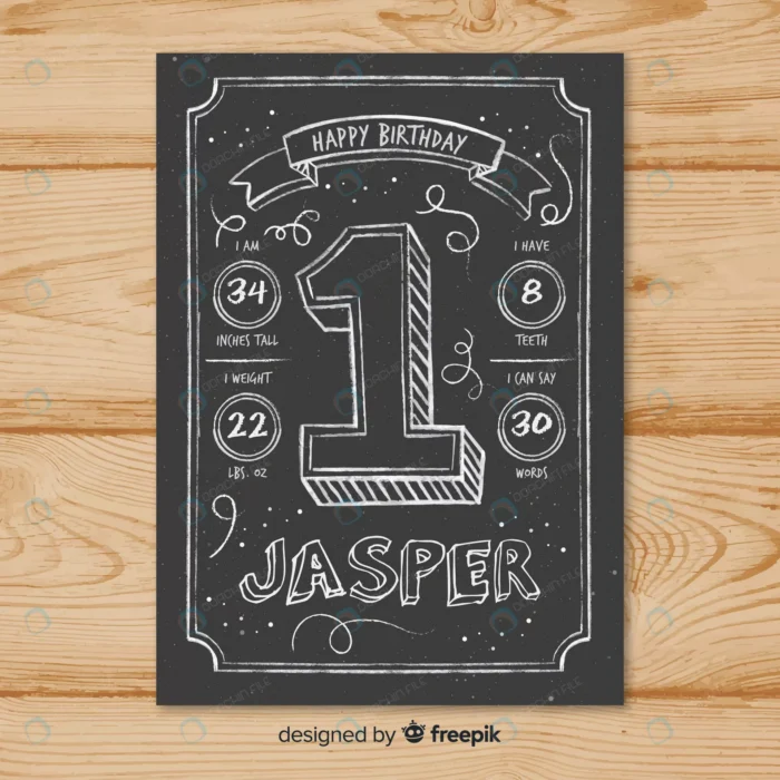 first birthday blackboard number card template.jp crc5d130b41 size26.11mb - title:وکتور فلت کارت تبریک تولد یک سالگی با تم تخته سیاه - اورچین فایل - format:EPS - وکتور - sku:crc5d130b41 - keywords: p_id:46575