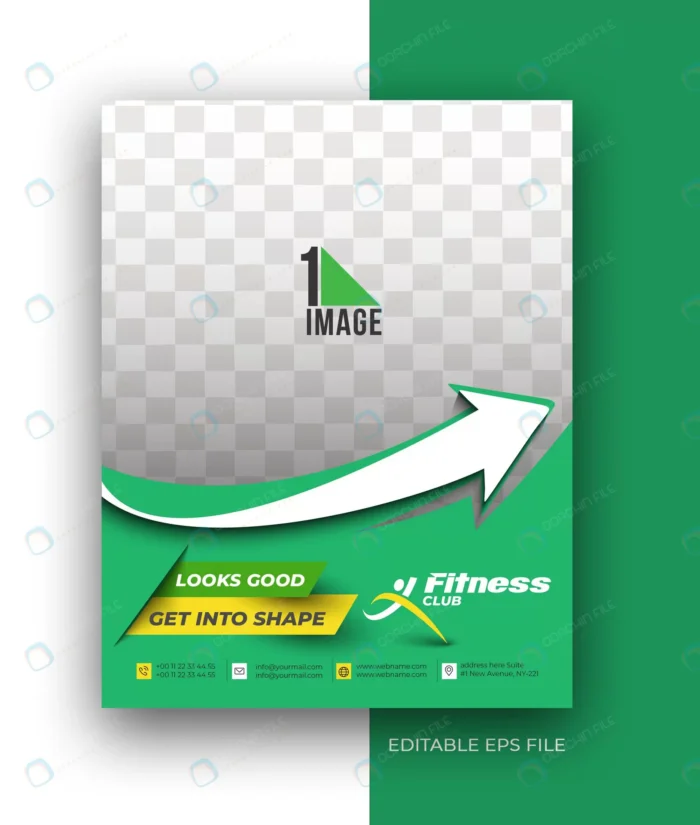 fitness club a4 brochure flyer poster design temp crca7c487f2 size1.87mb - title:فلایر باشگاه بدنسازی با فرمت وکتور - اورچین فایل - format:EPS - وکتور - sku:crca7c487f2 - keywords: p_id:84821