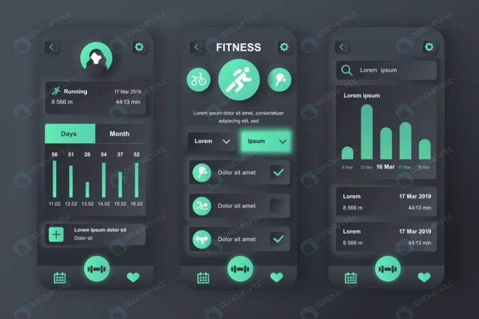 fitness workout concept neumorphic templates set crc17133ac8 size8.70mb - title:رابط کاربری با موضوع فیتنس و ورزش - اورچین فایل - format:EPS - وکتور - sku:crc17133ac8 - keywords: p_id:55750