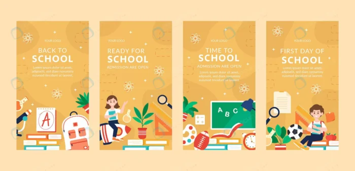 flat back school instagram stories collection rnd424 frp29013873 - title:مجموعه قالب استوری اینستاگرام مدرسه و آموزش - اورچین فایل - format:EPS - وکتور - sku:frp29013873 - keywords: p_id:73407