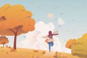 flat design autumnal background with kid running. crcfc8d8ab5 size14.07mb - title:Home - اورچین فایل - format: - sku: - keywords: p_id:18