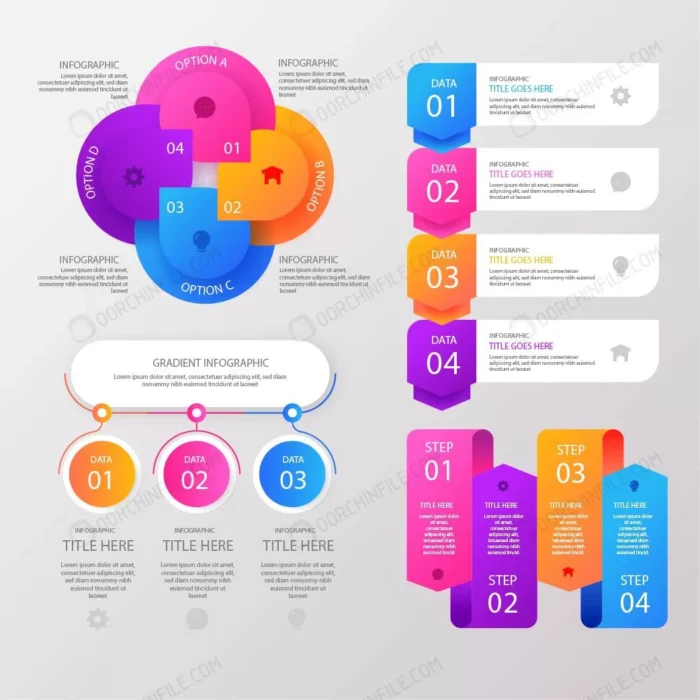 flat design infographic element collection crc0c8febc2 size1.06mb - title:مجموعه اینفوگرافیک مرحله ای - اورچین فایل - format:EPS - وکتور - sku:crc0c8febc2 - keywords: p_id:98975