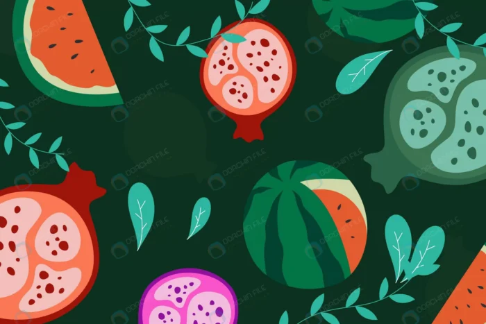 flat design yalda background 2 crc624aaa90 size0.60mb - title:وکتور هندوانه و انار - اورچین فایل - format:EPS - وکتور - sku:crc624aaa90 - keywords: p_id:85331