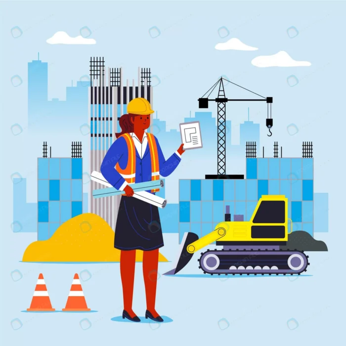 flat engineering construction illustration 1.webp crc635c8395 size784.31kb 1 - title:وکتور مهندس خانم با نقشه های ساخت - اورچین فایل - format:EPS - وکتور - sku:crc635c8395 - keywords: p_id:44589