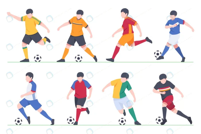 flat football players collection crc8410f398 size0.77mb - title:وکتور فوتبالیست در حال بازی با توپ - اورچین فایل - format:EPS - وکتور - sku:crc8410f398 - keywords: p_id:85857