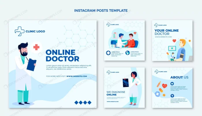 flat medical instagram post crc2a3806d0 size1.18mb - title:مجموعه قالب پست اینستاگرام پزشکی - اورچین فایل - format:EPS - وکتور - sku:crc2a3806d0 - keywords: p_id:91869