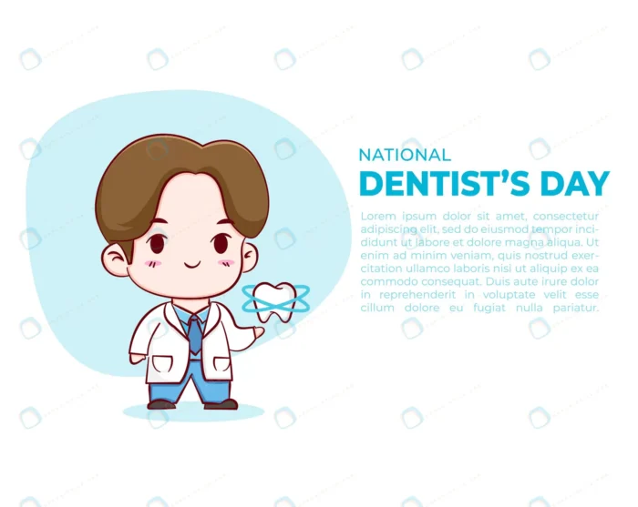 flat national dentists day illustration crce1934e8b size2.08mb - title:تبریک روز جهانی دندانپزشک با کاراکتر آقای دکتر - اورچین فایل - format:EPS - وکتور - sku:crce1934e8b - keywords: p_id:78263