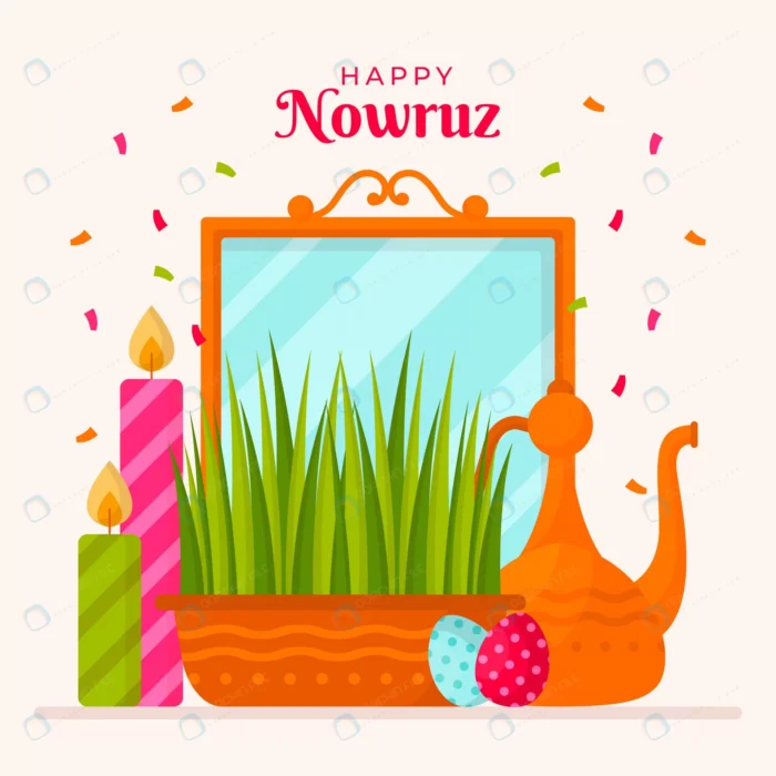 flat nowruz illustration 22 crcf842b753 size1.16mb 1 - title:وکتور تبریک نوروز با سفره هفت سین و آینه - اورچین فایل - format:EPS - وکتور - sku:crcf842b753 - keywords: p_id:53158