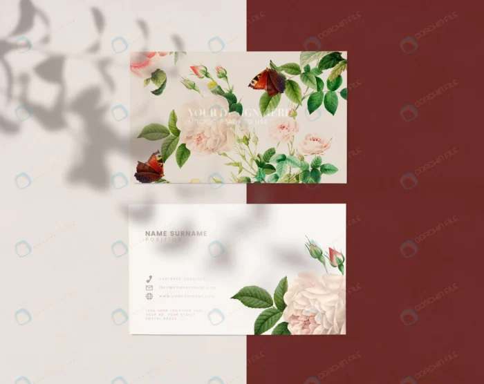 floral name card design crcfe8bc31f size170.50mb - title:کارت ویزیت لایه باز فلورال - اورچین فایل - format:PSD - فتوشاپ - sku:crcfe8bc31f - keywords: p_id:60387