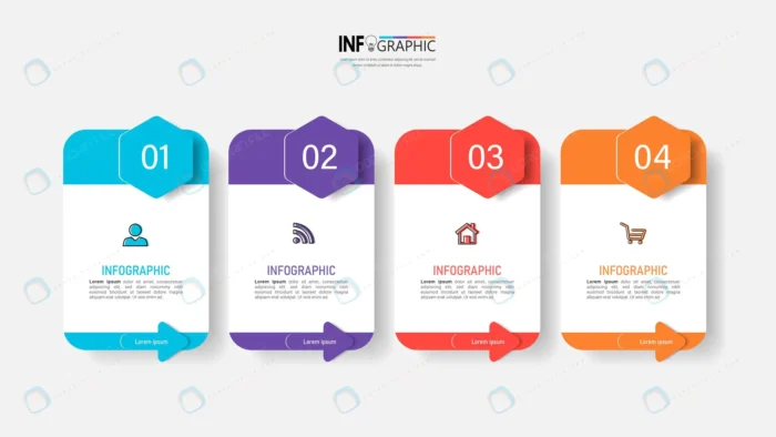 four steps business infographics crc50375cc6 size3.13mb - title:وکتور طراحی اینفوگرافیک با موضوع بیزینس - اورچین فایل - format:EPS - وکتور - sku:crc50375cc6 - keywords: p_id:50190
