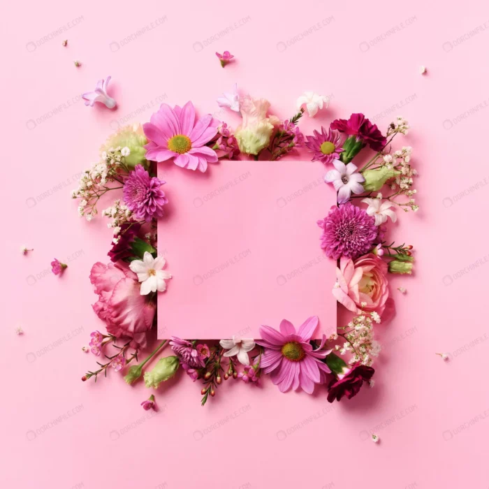 frame pink flowers punchy pastel background valen crc650e2359 - title:کادر صورتی خالی با حاشیه گل - اورچین فایل - format:JPG - استوک - sku:crc650e2359 - keywords: p_id:99955