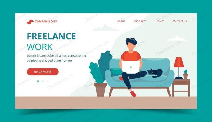 freelance work man with laptop chair landing page crcc24b1459 size1.34mb - title:صفحه فرود با موضوع فریلنسر - اورچین فایل - format:EPS - وکتور - sku:crcc24b1459 - keywords:صفحه فرود با موضوع فریلنسر p_id:103005