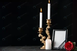 front view burning candles with picture frame dar crcc9615196 size9.01mb 5600x3737 - title:Home - اورچین فایل - format: - sku: - keywords: p_id:18