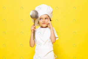 front view cute little kid white cook suit white crc21d05859 size8.40mb 5472x3648 - title:Home - اورچین فایل - format: - sku: - keywords: p_id:18