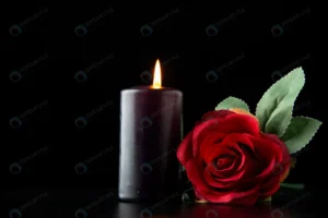 front view dark candle with red rose dark surface crcd62a3a11 size8.02mb 5600x3737 - title:Home - اورچین فایل - format: - sku: - keywords: p_id:18