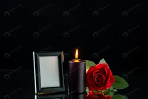 front view dark candle with red rose picture fram crc019a081c size8.82mb 5600x3737 - title:Home - اورچین فایل - format: - sku: - keywords: p_id:18