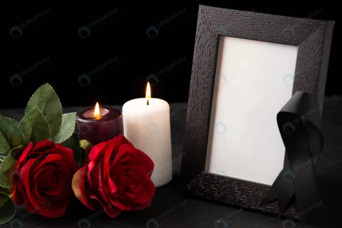 front view picture frame with red flowers black crcfc3388ac - title:تصویر قاب عکس خالی با شمع و گل - اورچین فایل - format:JPG - استوک - sku:crcfc3388ac - keywords: p_id:88953