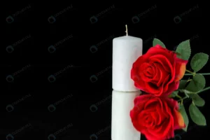 front view white candle with red rose black crc1bbe7f1a size6.47mb 5600x3737 - title:Home - اورچین فایل - format: - sku: - keywords: p_id:18