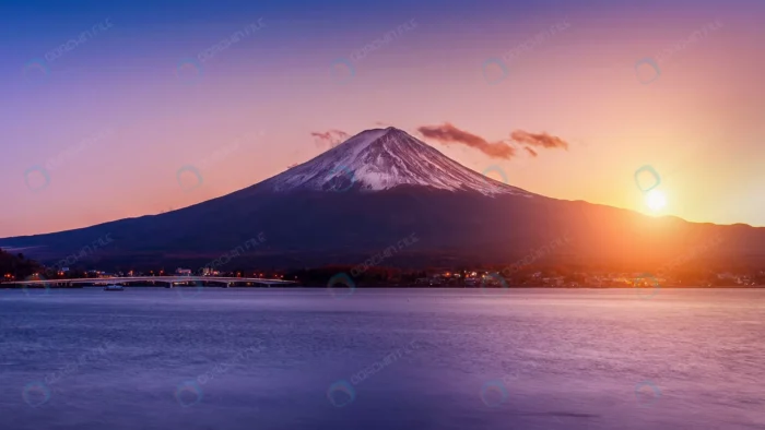 fuji mountain kawaguchiko lake sunset autumn seas crc44494d70 - title:منظره غروب در کوه فوجی ژاپن - اورچین فایل - format:JPG - استوک - sku:crc44494d70 - keywords: p_id:63069