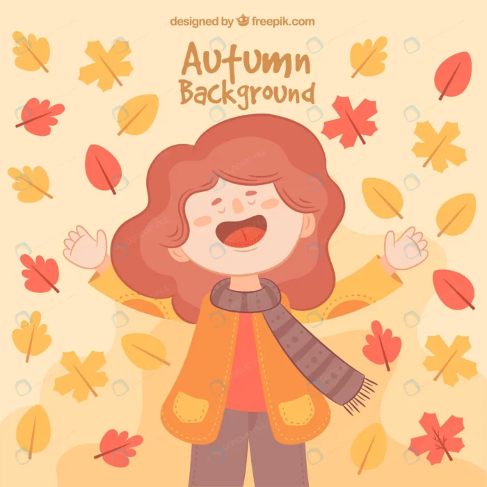 fun backgroud with happy woman autumnal leaves.jp crc8f921fe8 size3.11mb - title:کاراکتر با پس زمینه برگ های پاییزی - اورچین فایل - format:EPS - وکتور - sku:crc8f921fe8 - keywords: p_id:62839