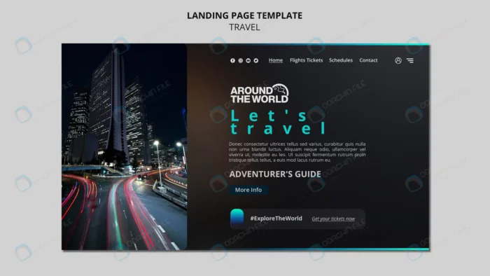 futuristic travel landing page template rnd931 frp25272478 - title:قالب لایه باز صفحه وب با موضوع گردشگری - اورچین فایل - format:PSD - فتوشاپ - sku:frp25272478 - keywords: p_id:72789